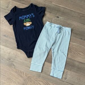 GAP Baby Navy Onesie and Striped Pants Set